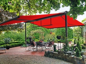 retractable awning installed in a garden